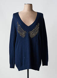 Pull col v manches longues bleu LAUREN VIDAL femme