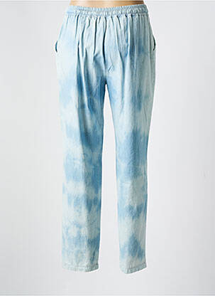 Pantalon droit tissage popeline taille normale bleu LAUREN VIDAL femme
