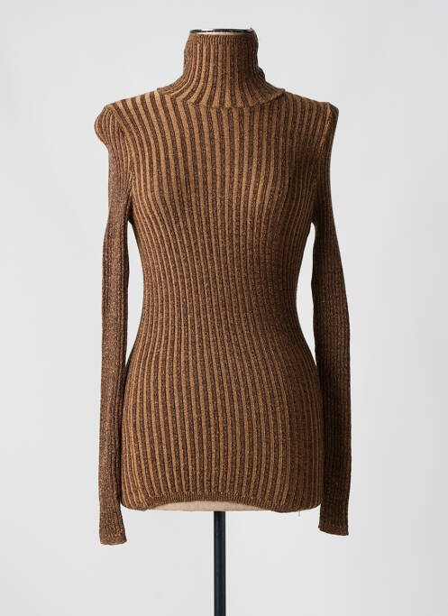 Pull col roulé marron LAUREN VIDAL pour femme