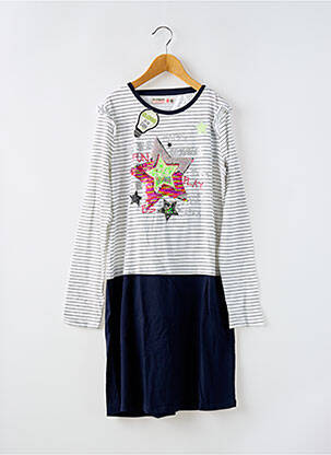 Robe mi-longue col rond manches longues bleu DESIGUAL fille