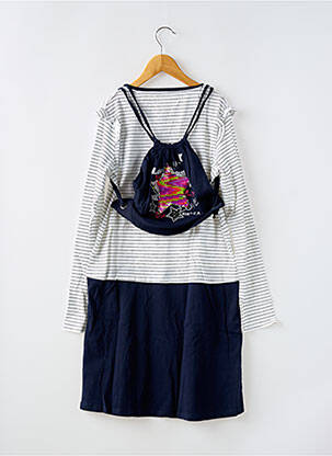 Robe mi-longue col rond manches longues bleu DESIGUAL fille