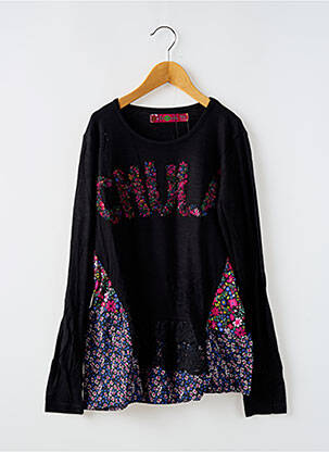 Tunique manches longues col rond noir DESIGUAL fille
