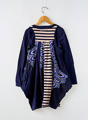 Robe mi-longue col rond manches longues bleu DESIGUAL fille