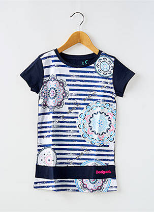 T-shirt coupe cintrée manches courtes bleu DESIGUAL fille