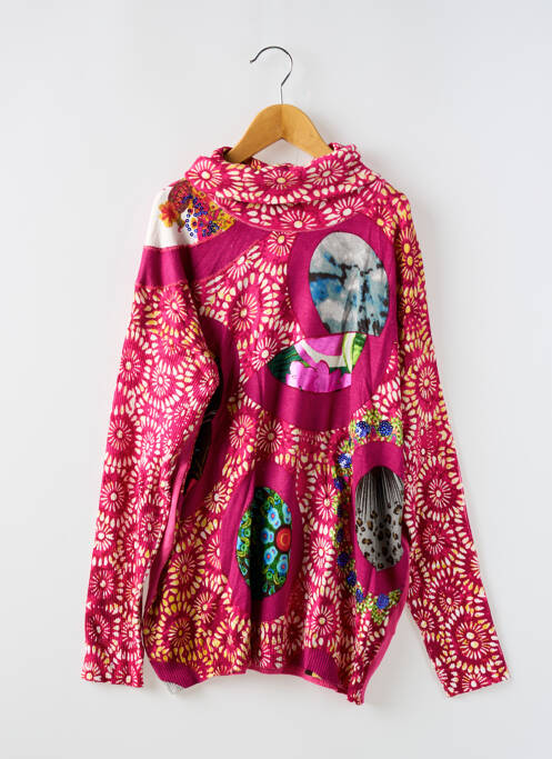 Pull col roulé rose DESIGUAL pour fille
