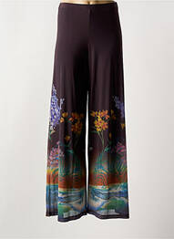 Pantalon large tissage popeline taille normale marron DESIGUAL femme