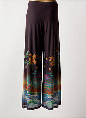 Pantalon large tissage popeline taille normale marron DESIGUAL femme