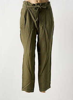 Pantalon droit fermeture zippée sous rabat avec crochet taille normale vert SALSA femme