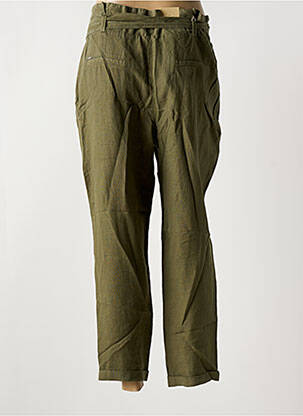 Pantalon droit fermeture zippée sous rabat avec crochet taille normale vert SALSA femme