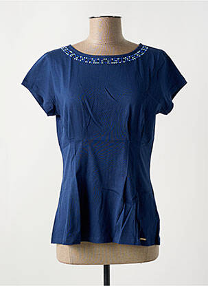 T-shirt sérigraphie avec strass manches courtes bleu SALSA femme