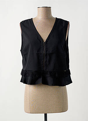 Top coupe cintrée sans manche noir SALSA femme