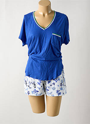 Pyjama col v bleu LE CHAT femme