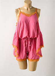 Combishort coupe fluide manches longues rose BRIEFLY femme
