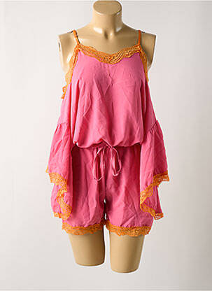 Combishort coupe fluide manches longues rose BRIEFLY femme