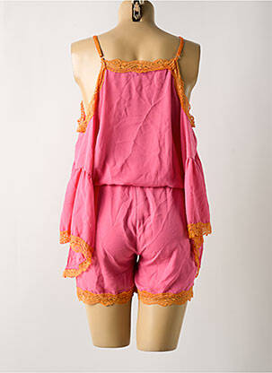 Combishort coupe fluide manches longues rose BRIEFLY femme