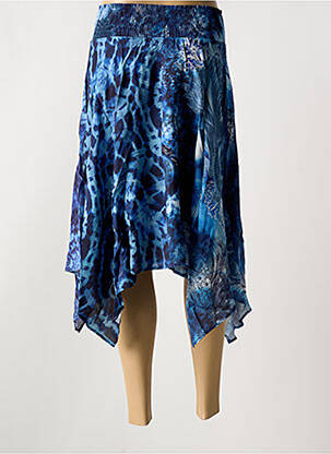 Jupe mi-longue taille élastique bleu DESIGUAL femme