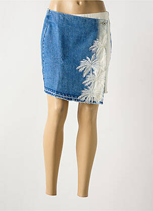 Jupe courte coupe droite bleu DESIGUAL femme