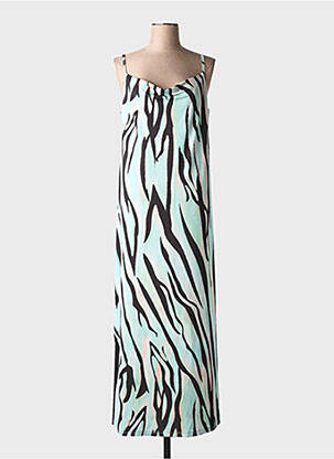 Robe longue manches bretelles ajustables fines bretelles vert ACCESS FASHION femme
