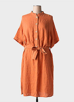 Robe mi-longue manches courtes manches courtes orange DIANA GALLESI femme