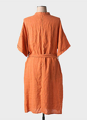 Robe mi-longue manches courtes manches courtes orange DIANA GALLESI femme