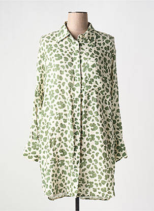 Robe mi-longue imprimé fantaisie manches longues vert REPEAT femme