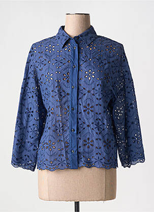 Chemisier coupe droite manches 3/4 bleu DIANA GALLESI femme