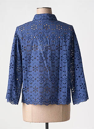 Chemisier coupe droite manches 3/4 bleu DIANA GALLESI femme