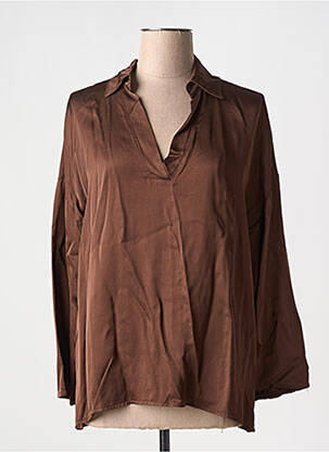 Blouse manches longues manches longues marron LAUREN VIDAL femme