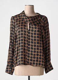 Blouse imprimé fantaisie manches longues marron NENETTE femme