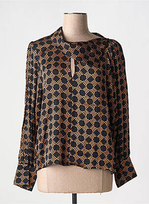 Blouse imprimé fantaisie manches longues marron NENETTE femme