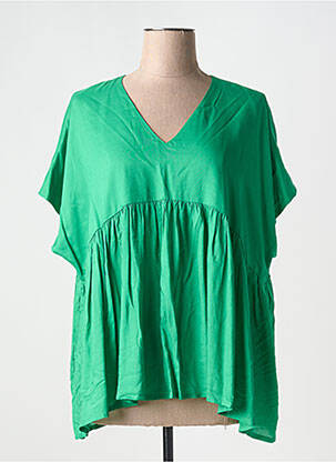 Blouse tissage popeline manches courtes vert INDIES femme