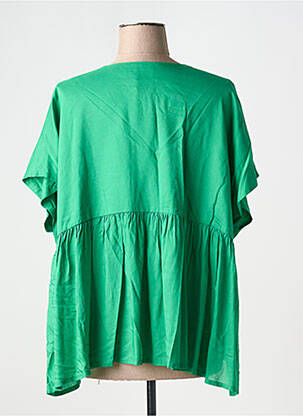 Blouse tissage popeline manches courtes vert INDIES femme