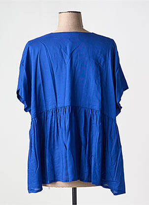 Blouse tissage popeline manches courtes bleu INDIES femme
