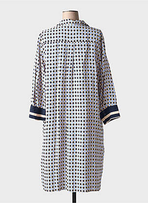 Robe mi-longue imprimé fantaisie manches longues blanc ELENA MIRO femme
