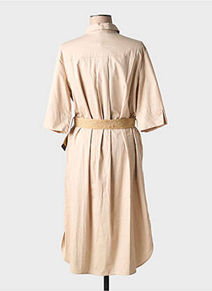 Robe mi-longue manches courtes manches courtes beige DIANA GALLESI femme