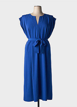 Robe mi-longue manches courtes manches courtes bleu DIANA GALLESI femme