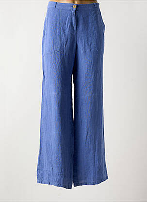 Pantalon large fermeture zippée sous rabat boutonné taille normale bleu DIANA GALLESI femme