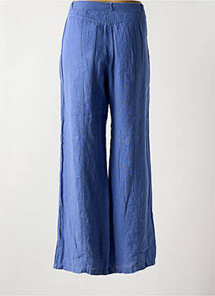 Pantalon large fermeture zippée sous rabat boutonné taille normale bleu DIANA GALLESI femme