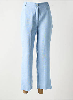Pantalon droit fermeture zippée sous rabat boutonné taille normale bleu NENETTE femme