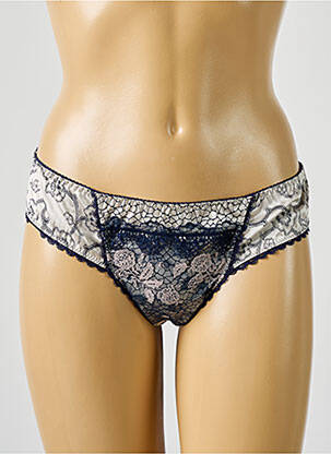 Tanga tissage satiné bleu SAWREN femme