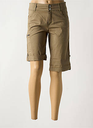 Bermuda tissage popeline taille normale vert JENSEN femme