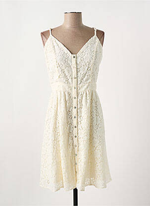 Robe mi-longue doublure fines bretelles beige MOLLY BRACKEN femme