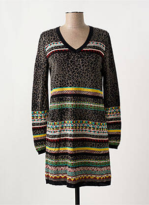 Robe pull col v manches longues noir ALDOMARTINS femme