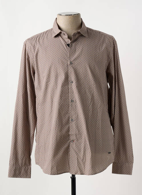 Chemise manches longues coupe cintrée beige DELAHAYE homme