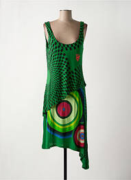 Robe mi-longue imprimé fantaisie sans manche vert DESIGUAL femme