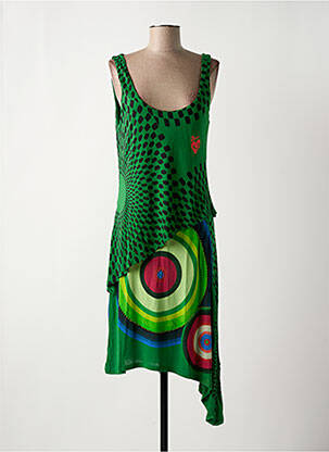 Robe mi-longue imprimé fantaisie sans manche vert DESIGUAL femme