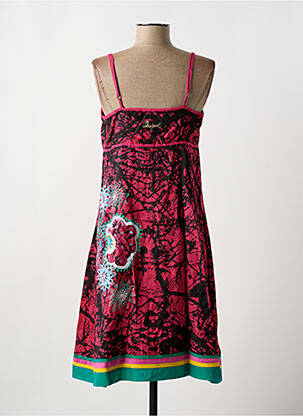 Robe mi-longue imprimé fantaisie fines bretelles rouge DESIGUAL femme