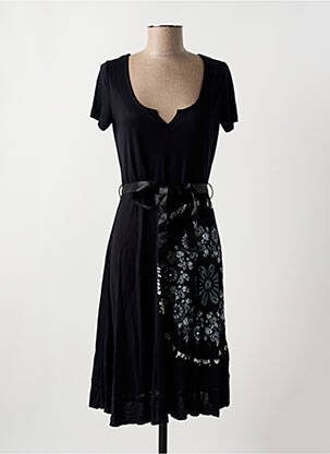 Robe mi-longue manches courtes manches courtes noir DESIGUAL femme