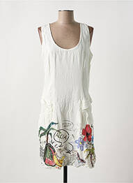 Robe mi-longue imprimé fantaisie sans manche blanc DESIGUAL femme