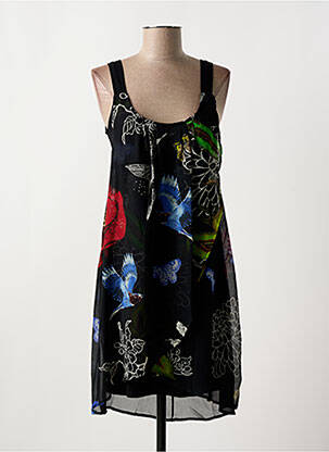 Robe mi-longue coupe fluide sans manche noir DESIGUAL femme